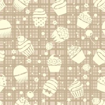 Vector cupcake seamless pattern with cupcakes Stock Illustration
