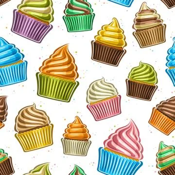 Vector Cupcake Seamless Pattern Stock Illustration