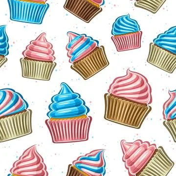 Vector Cupcake Seamless Pattern Illustrazione stock