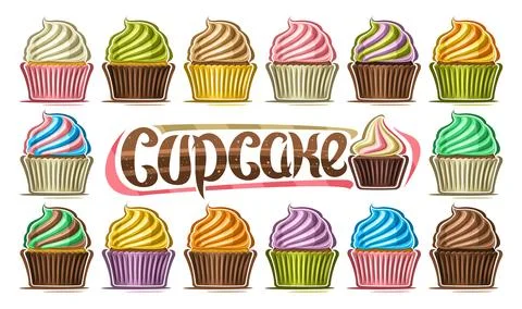 Vector Cupcake Set Ilustración de archivo