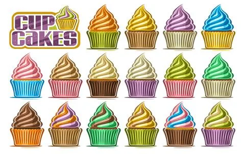 Vector Cupcake Set Ilustración de archivo