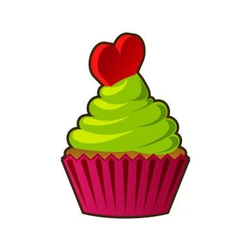 Vector cupcakes or muffins icon. Colorful dessert with cream, chocolate Stock Illustration