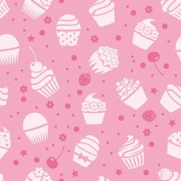 Vector cupcakes seamless pattern Stock Illustration