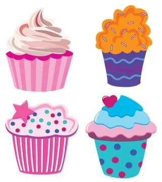Vector cupcakes set Stock Illustration