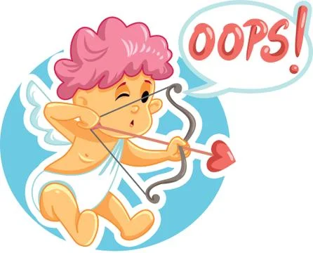 Vector Cupid Making a Mistake Shooting the Wrong Target Stock Illustration