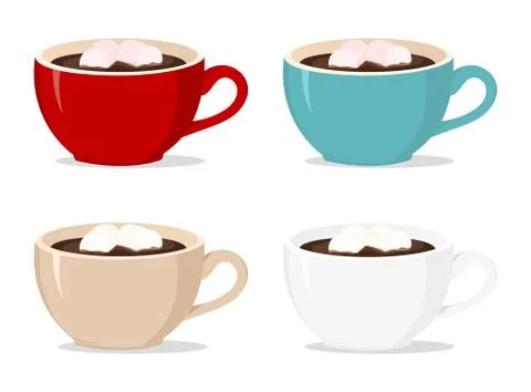 Vector  cups of coffee with marshmallows on the white background Stock-Illustration