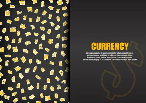 Vector : Currency symbol on black background Stock Illustration