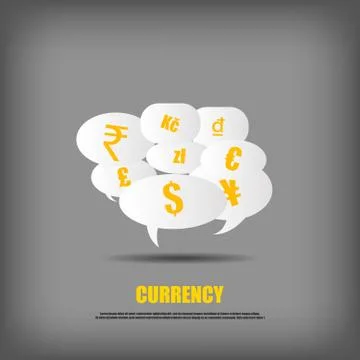 Vector : Currency symbol on bubble quotes Stock Illustration