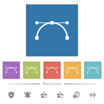 Vector curve and edit points flat white icons in square backgrounds 스톡 일러스트