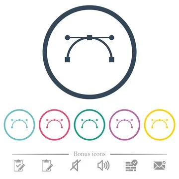 Vector curve and edit points flat color icons in round outlines Stock Illustration