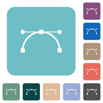 Vector curve and edit points rounded square flat icons 스톡 일러스트
