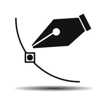 Vector curve pen with shadow Stock Illustration