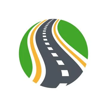 Vector curved road logo combination. Roadway and direction symbol. Stock Illustration