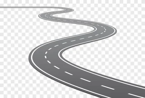 Vector Curved road with white lines Illustrazione stock