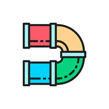 Vector curved tunnel for playground flat color line icon. 스톡 일러스트