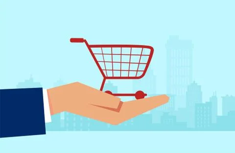 Vector of a customer hand holding a shopping cart Stock Illustration