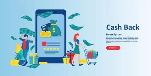 Vector of customers getting rewards and gifts from online shopping Stock Illustration