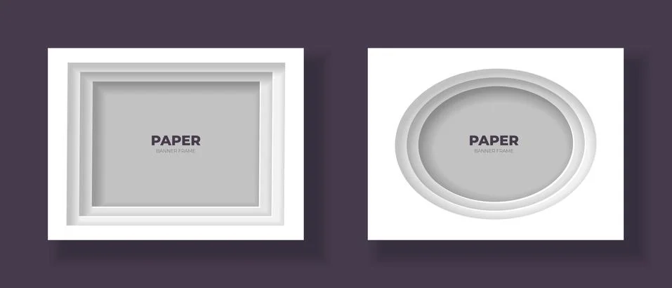 Vector cut out paper frame template set. Ellipse and rectangle frame 스톡 일러스트