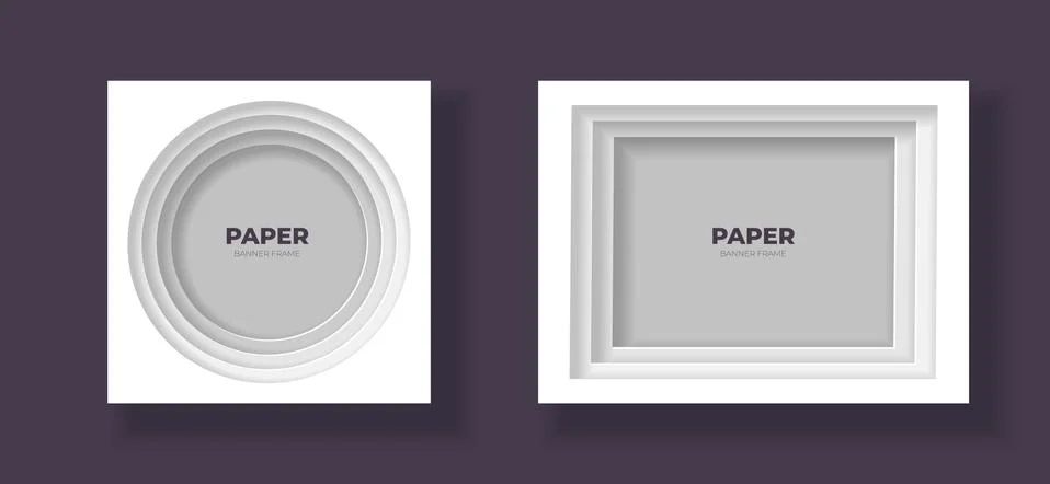 Vector cut out paper frame template set. Circle and rectangle frame Stockillustratie