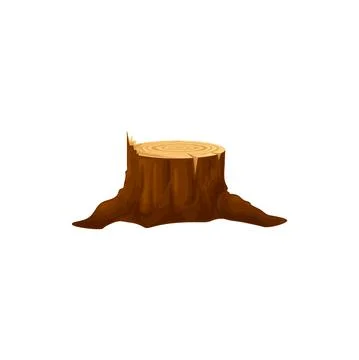 Vector cut wood stump isolated tree trunk icon Stock Illustration