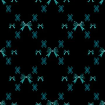 Vector cute abstract bow tie seamless pattern on black background Stock Illustration