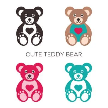 Vector cute abstract teddy bear icons collection Illustrazione stock