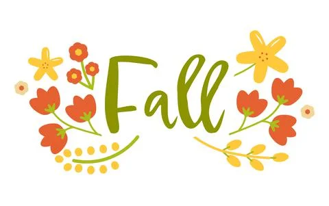Vector Cute and Simple Folklore Florals Fall inspirational inscription. Isolated Stock Illustration