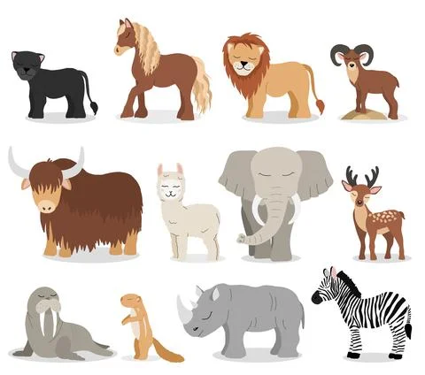Vector cute animals set Stock Illustration