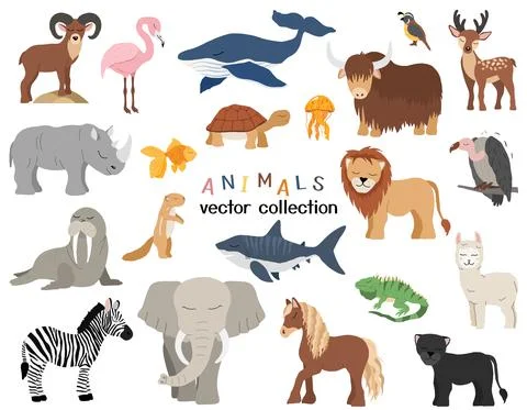 Vector cute animals set Stock Illustration