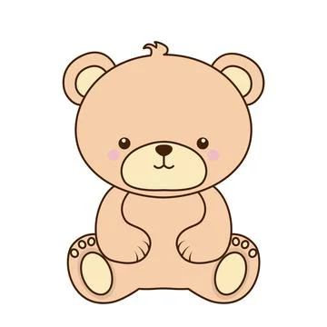Vector Cute bear doll icon. Vector Playful bright brown bear sitting icon Stock Illustration