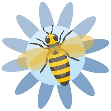 Vector Cute Bee on a flower Cartoon Illustration for postcard stickers Illustrazione stock