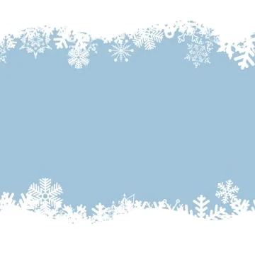 Vector cute blue background with white snowflakes. Stock Illustration