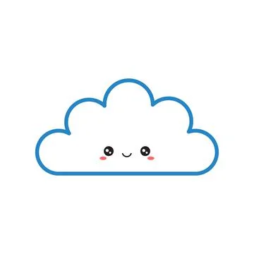 Vector cute blue cloud illustration. 스톡 일러스트