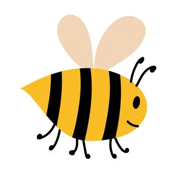 Vector cute cartoon bee. Funny baby bumblebee for kids design. Stock Illustration