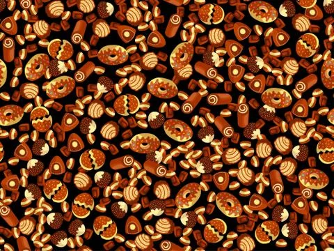 Vector cute cartoon chocolate candy pattern. Cute chocolate candies seamless Illustrazione stock