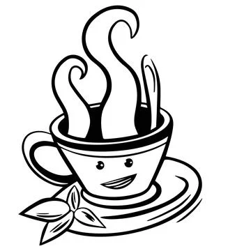 Vector cute cartoon cup of tea or coffee. Line sketch illustration Stock Illustration
