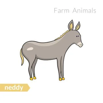Vector cute cartoon donkey isolated background Stock Illustration