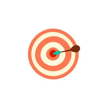 Vector cute cartoon illustration of aim. Aim concept with red circles and dart Stock Illustration