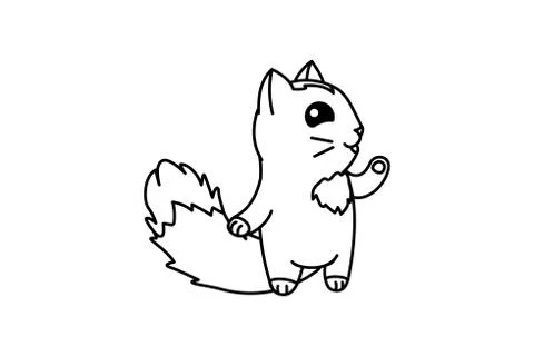 Vector cute cartoon little cat. Stock Illustration
