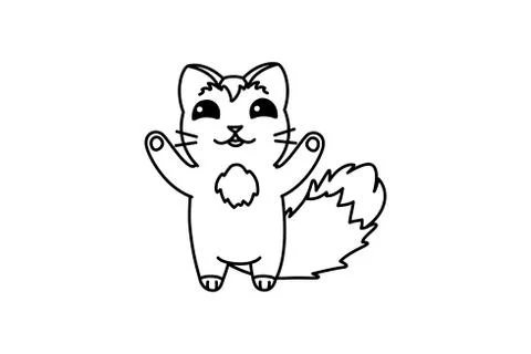 Vector cute cartoon little cat. Stock Illustration