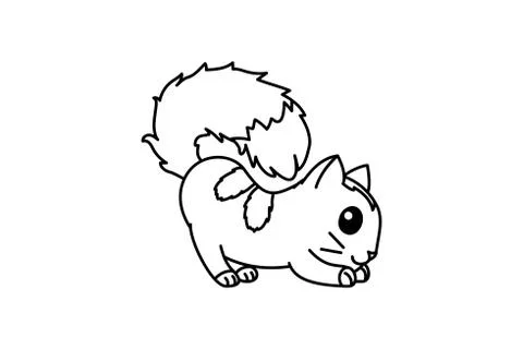 Vector cute cartoon little cat. Illustrazione stock