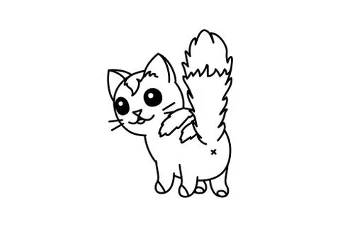 Vector cute cartoon little cat. Stock Illustration