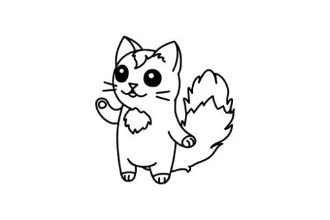Vector cute cartoon little cat. Stock Illustration
