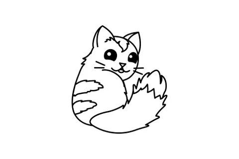 Vector cute cartoon little cat. Illustrazione stock