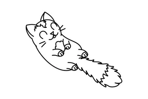 Vector cute cartoon little cat. Stock Illustration