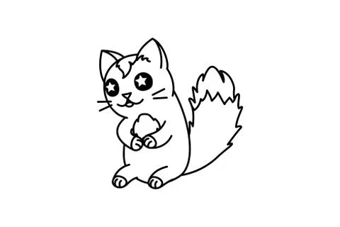 Vector cute cartoon little cat. Stock Illustration