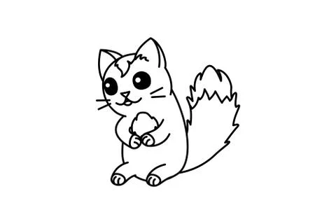 Vector cute cartoon little cat. Stock Illustration