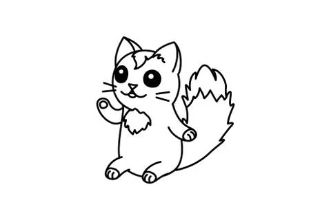 Vector cute cartoon little cat. Stock Illustration