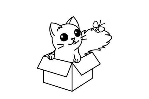 Vector cute cartoon little cat. Illustrazione stock