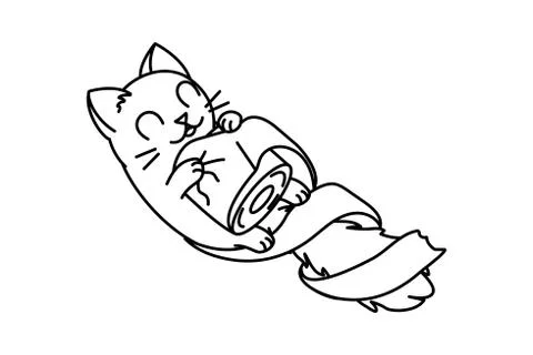 Vector cute cartoon little cat. Stock Illustration